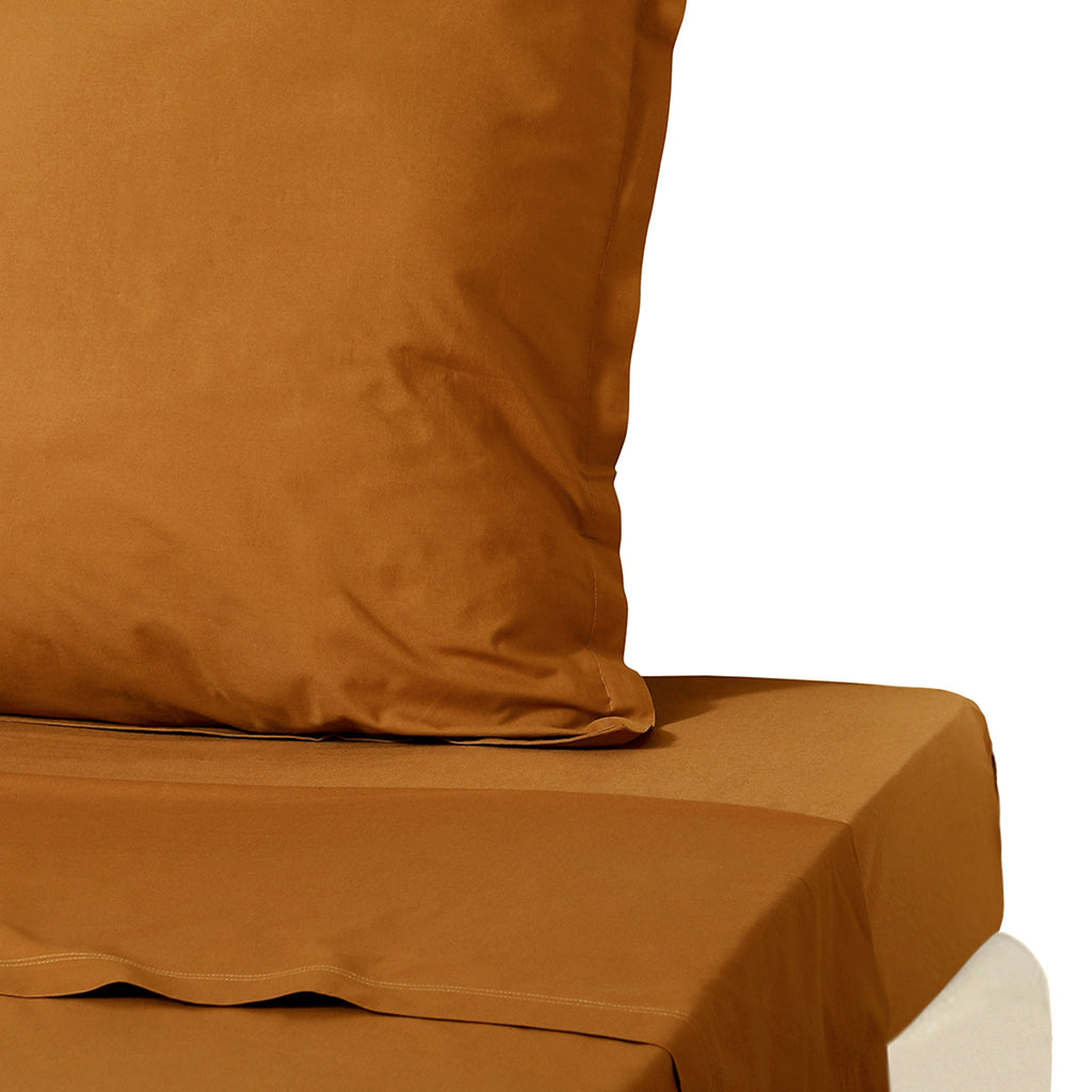 Drap plat percale de coton 270x300 NINA - caramel