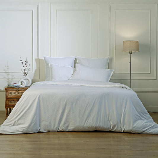 Parure + taies 50x70 percale de coton blanc NINA