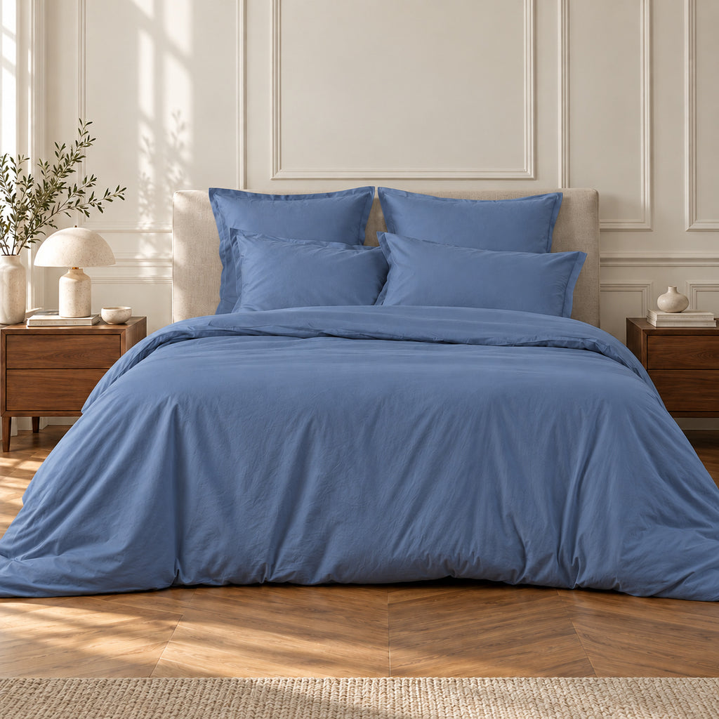 Bedlinnenset (50x70) katoenperkal denim NINA