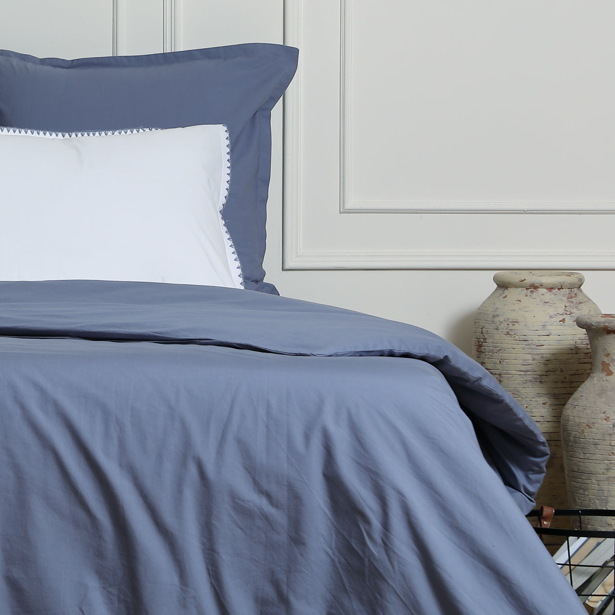 Bedlinnenset (50x70) katoenperkal denim NINA