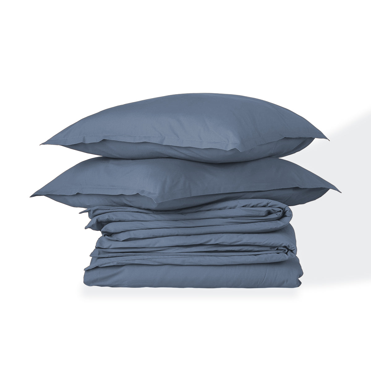 Parure + taies 50x70 percale de coton denim NINA - 260x240+2(50x70) cm