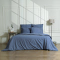 Parure + taies 50x70 percale de coton denim NINA - 260x240+2(50x70) cm