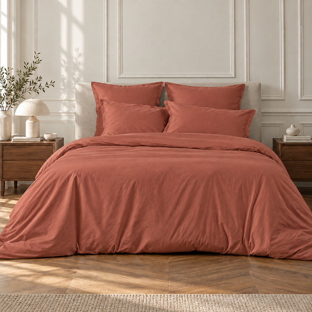 Conjunto + fronhas 50x70 percal de algodão vermelho toscano NINA