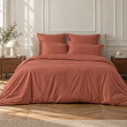 Conjunto + fronhas 50x70 percal de algodão vermelho toscano NINA