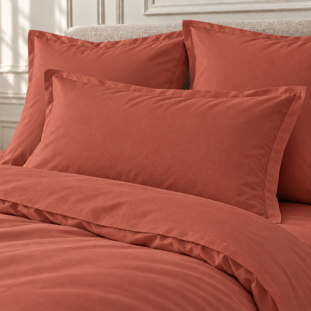 Conjunto + fronhas 50x70 percal de algodão vermelho toscano NINA