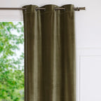 Rideau à oeillets velours de coton 135x260 VELVET - vert kaki