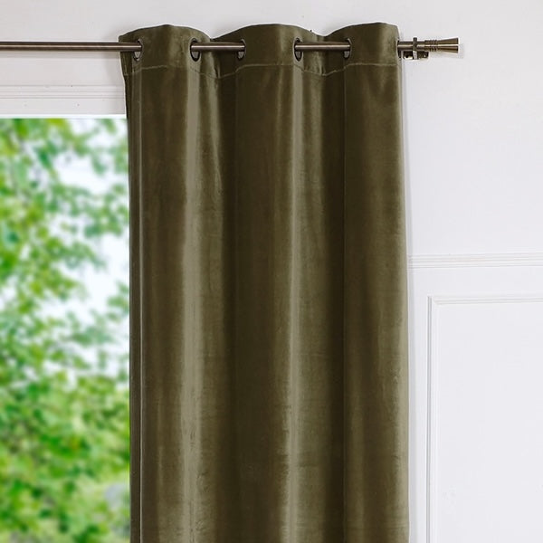 Rideau à oeillets velours de coton 135x260 VELVET - vert kaki