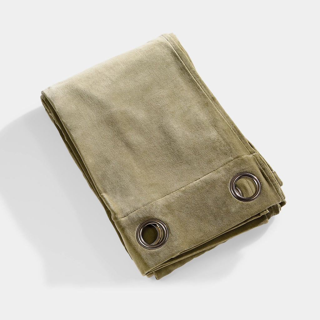 Rideau à oeillets velours de coton 135x260 VELVET - vert kaki