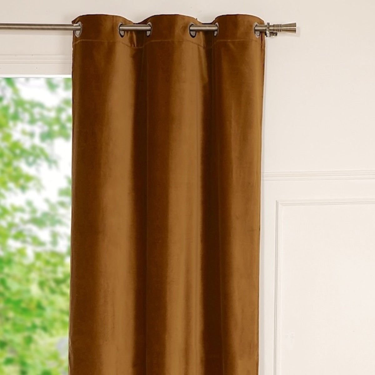 Rideau à oeillets velours de coton 135x260 VELVET - brun tabac