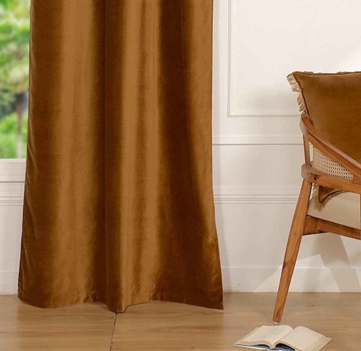 Rideau à oeillets velours de coton 135x260 VELVET - brun tabac