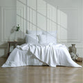 Parure + taies 50x70 lin lavé blanc CAMILLE - 240x220+2(50x70) cm