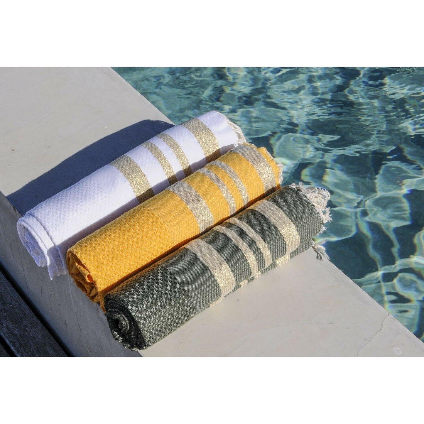 Fouta nid d'abeille lurex coton HAMPTONS 100x200