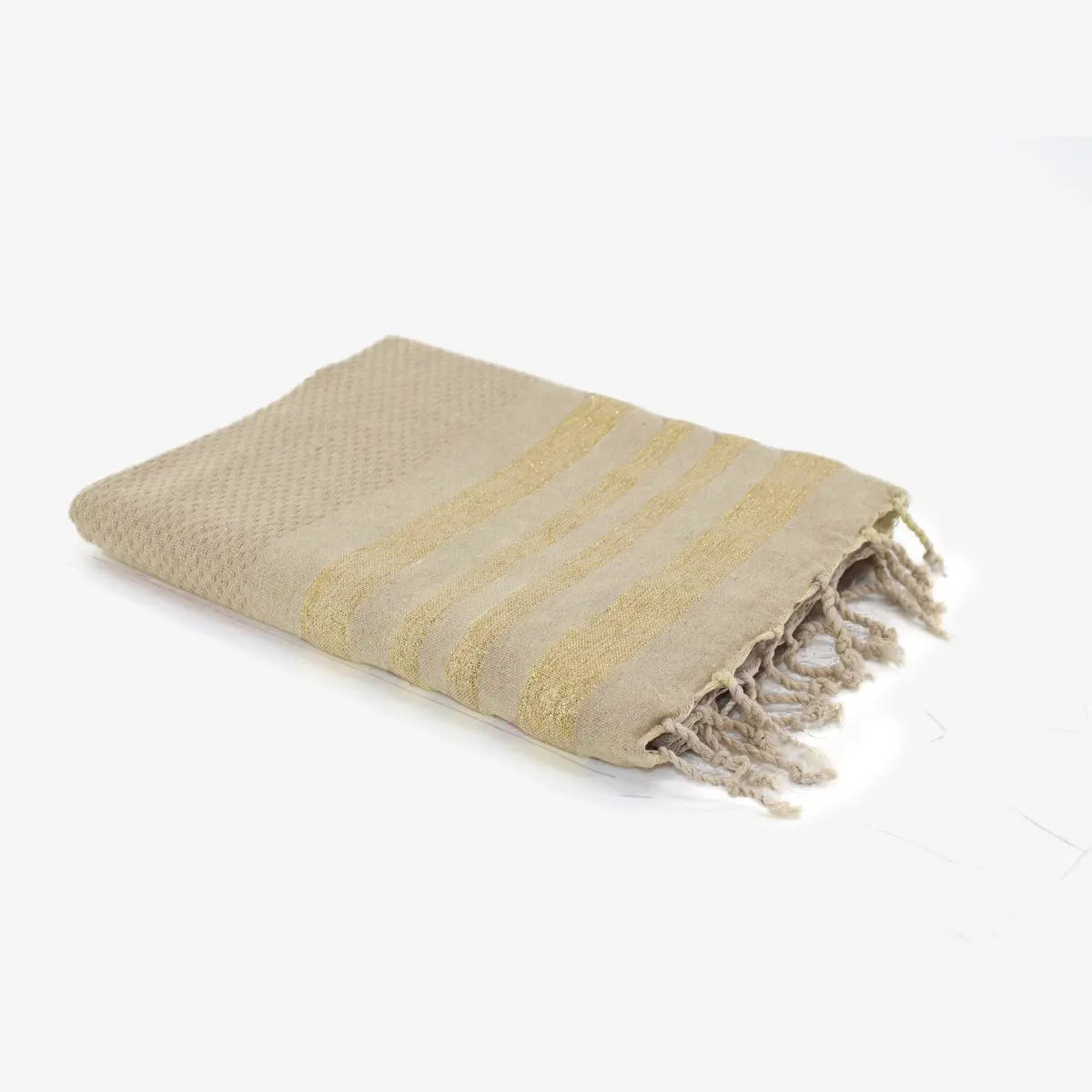 Fouta nid d'abeille lurex coton HAMPTONS 100x200 - febronie.com
