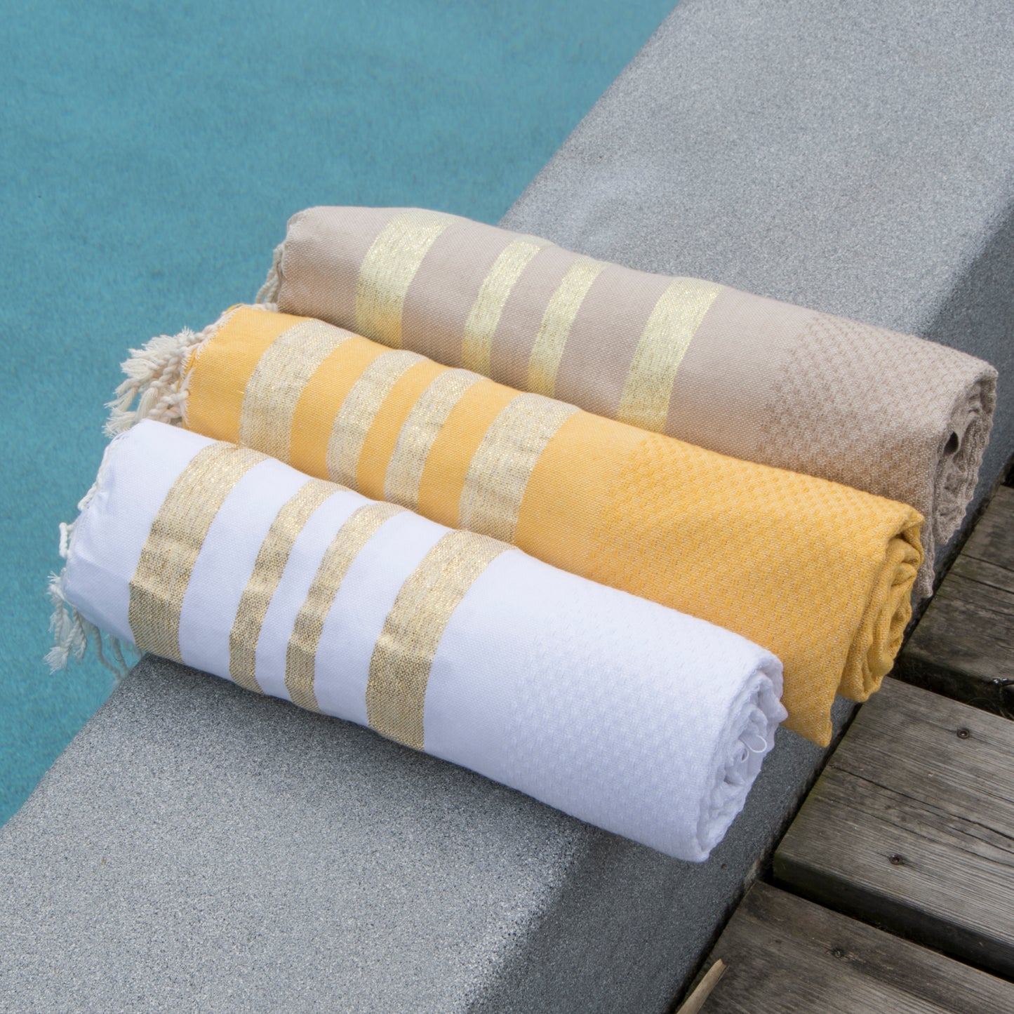 Fouta nid d'abeille lurex coton HAMPTONS 100x200