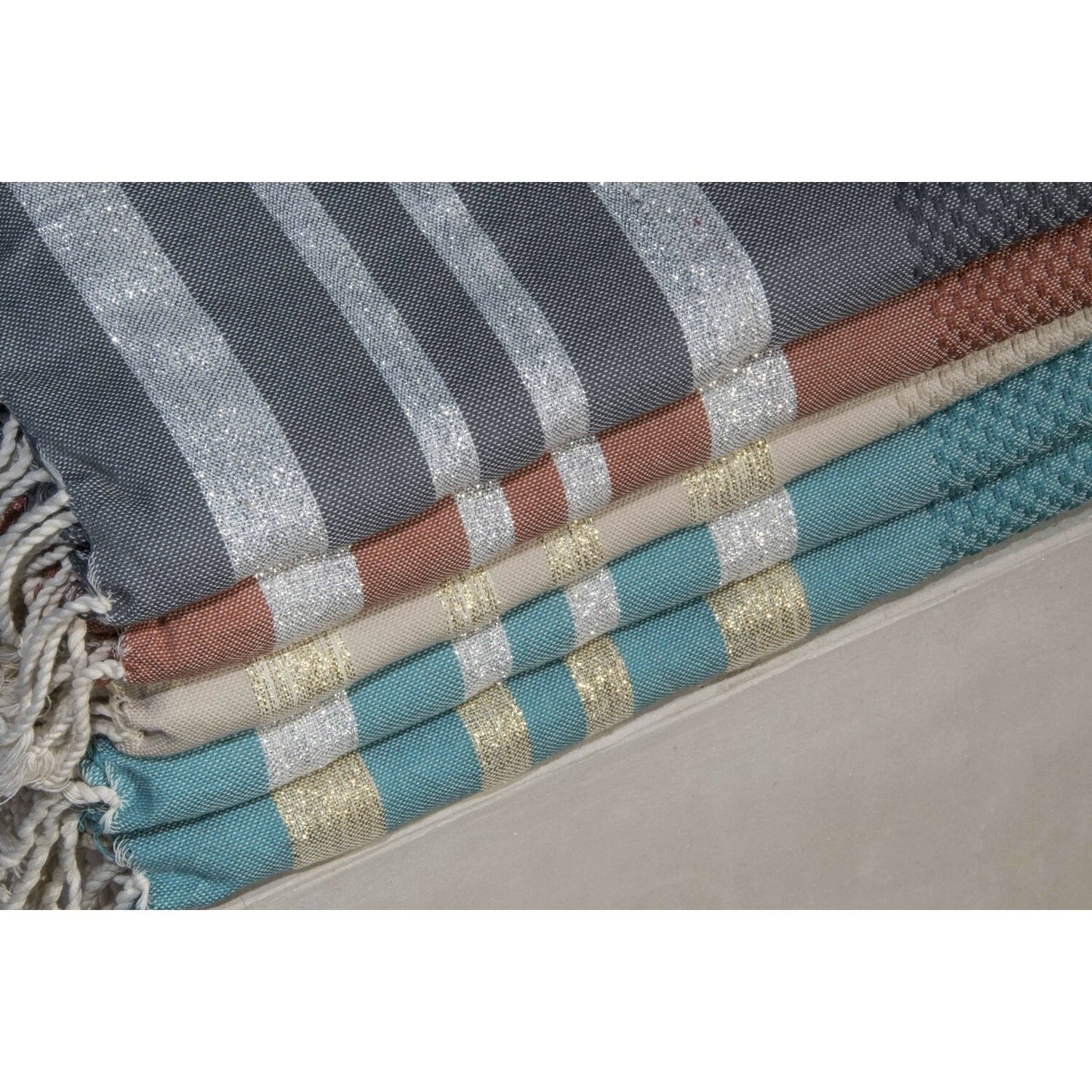 Fouta nid d'abeille lurex coton HAMPTONS 100x200