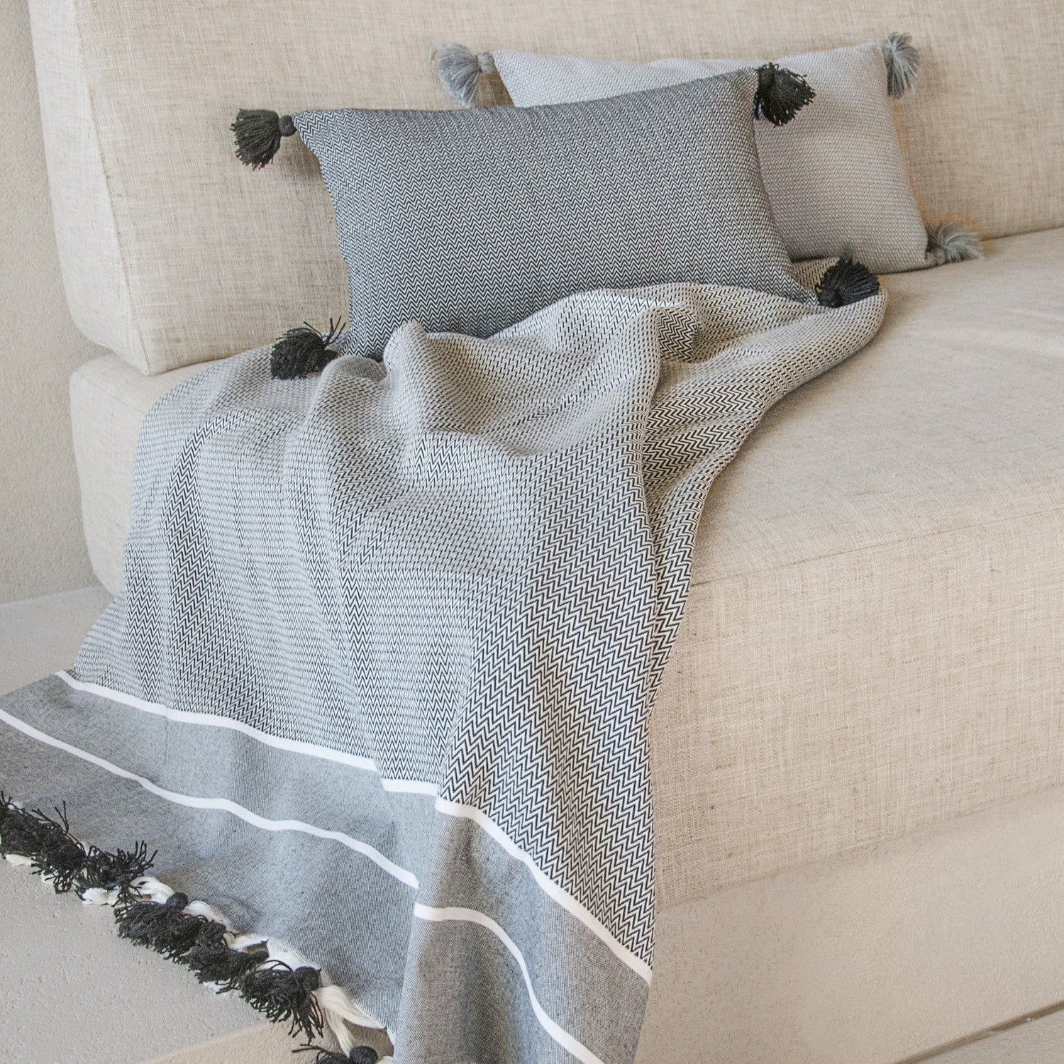 Plaid coton gris moyen STOCKHOLM    febronie.com