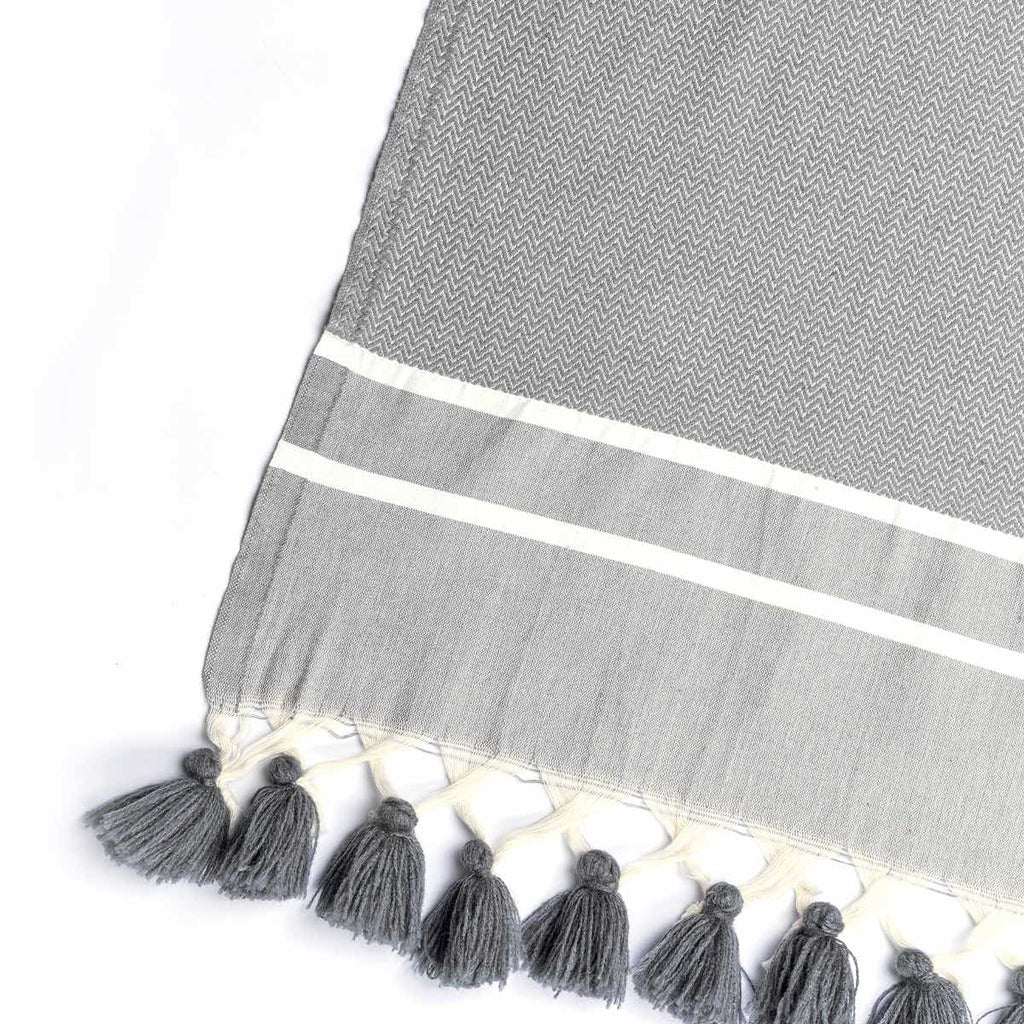 Plaid coton gris moyen STOCKHOLM    febronie.com