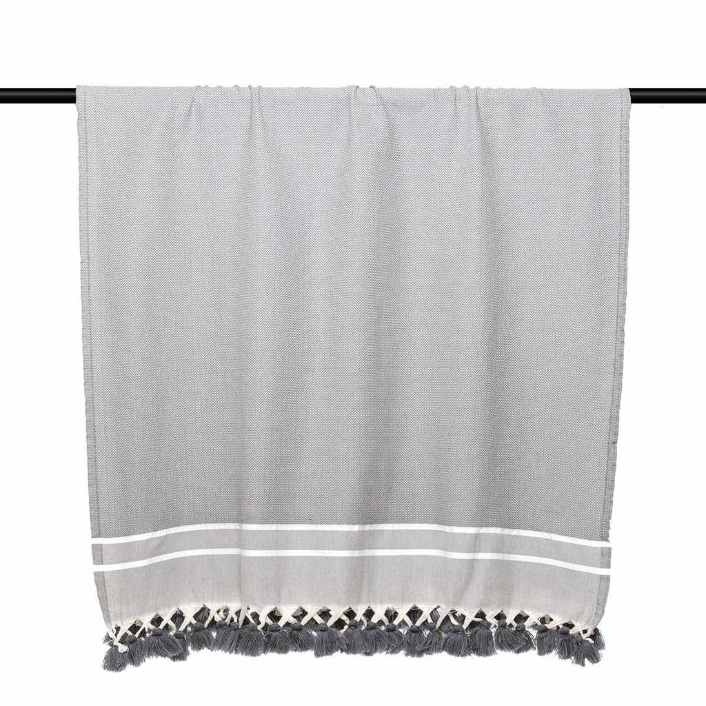 Plaid coton gris moyen STOCKHOLM    febronie.com