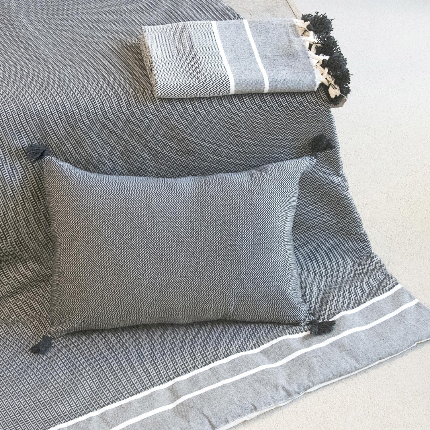 Plaid coton gris moyen STOCKHOLM    febronie.com