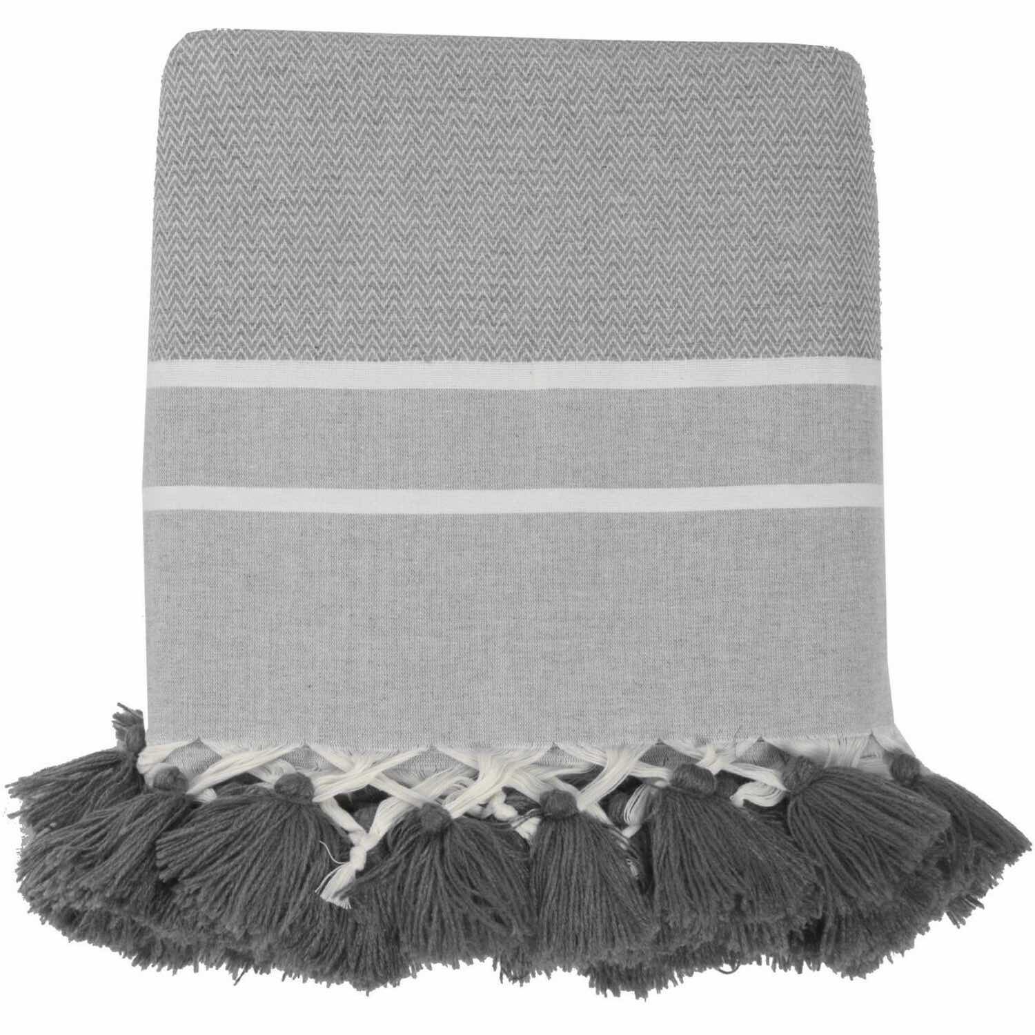 Plaid coton gris moyen STOCKHOLM    febronie.com
