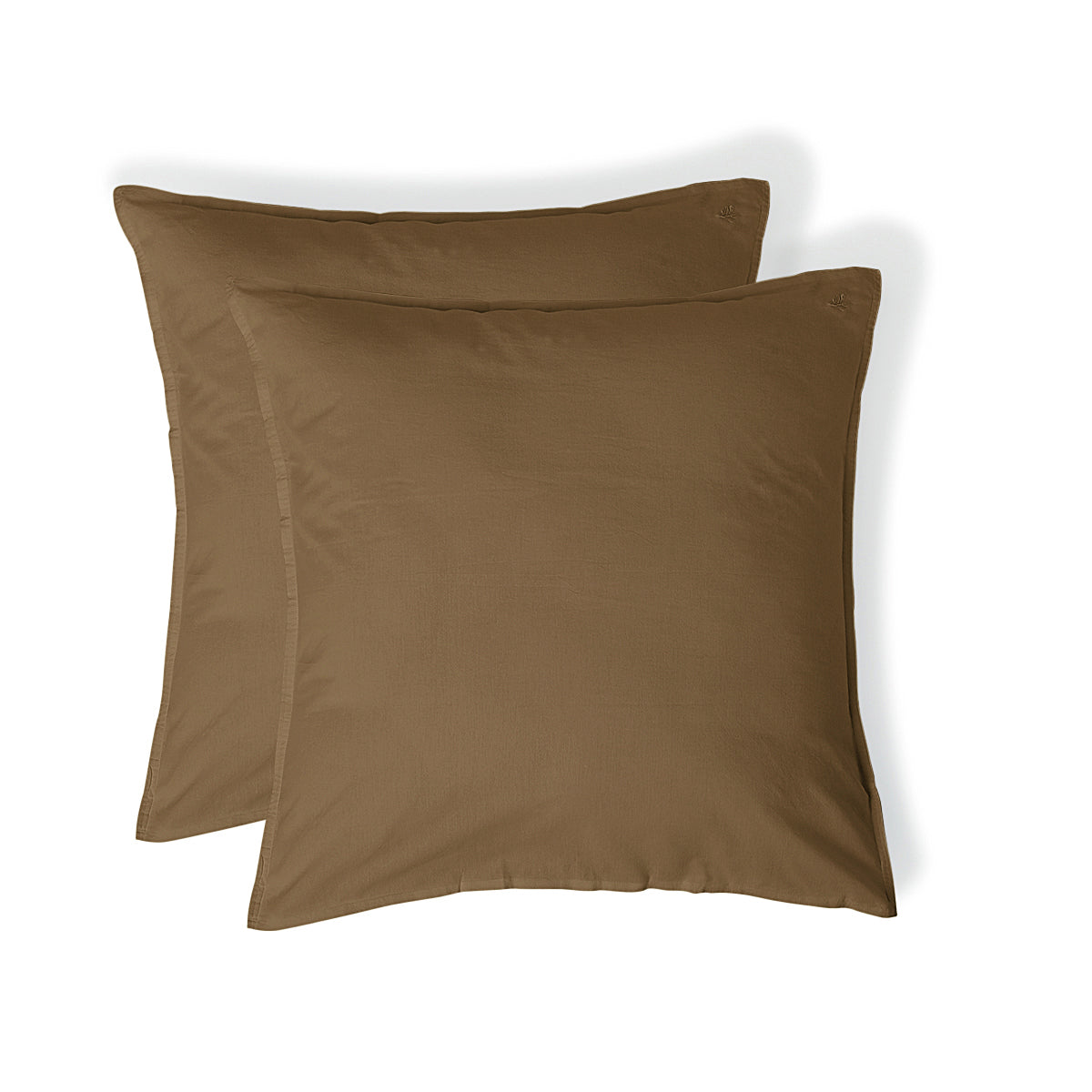 Taie d'oreiller (x2) coton lavé noisette LUNA - 65x65 cm