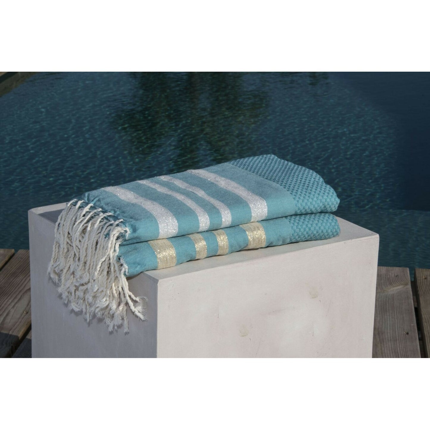 Fouta nid d'abeille lurex coton HAMPTONS 100x200