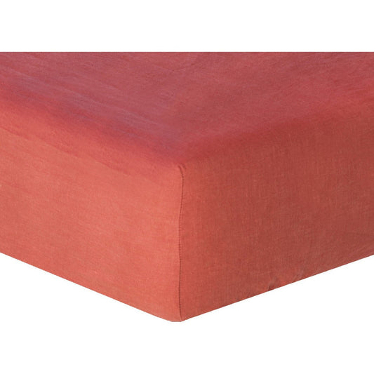 Drap housse lin lavé terracotta HORTENSE - febronie.com