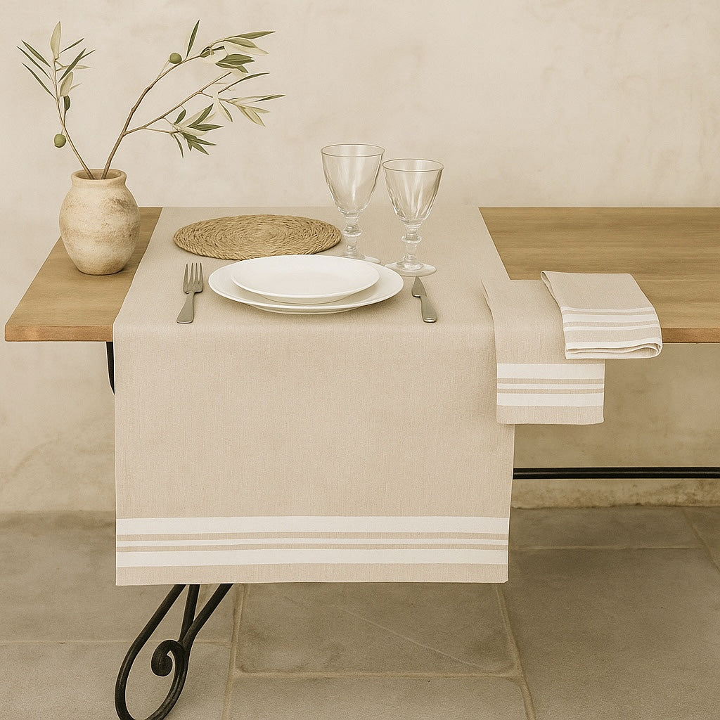 Chemin de table coton 50x150 MAHDIA - lin