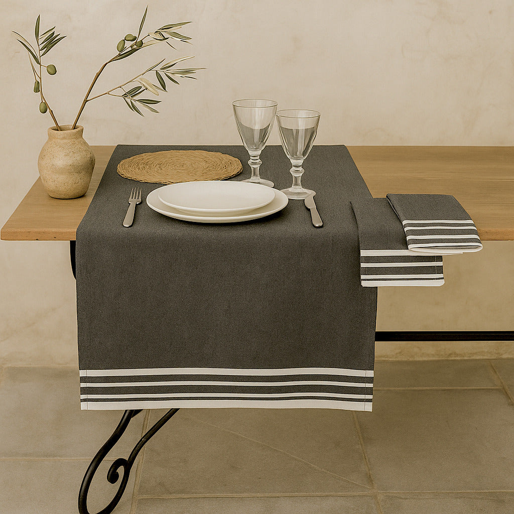 Chemin de table coton 50x150 MAHDIA - noir
