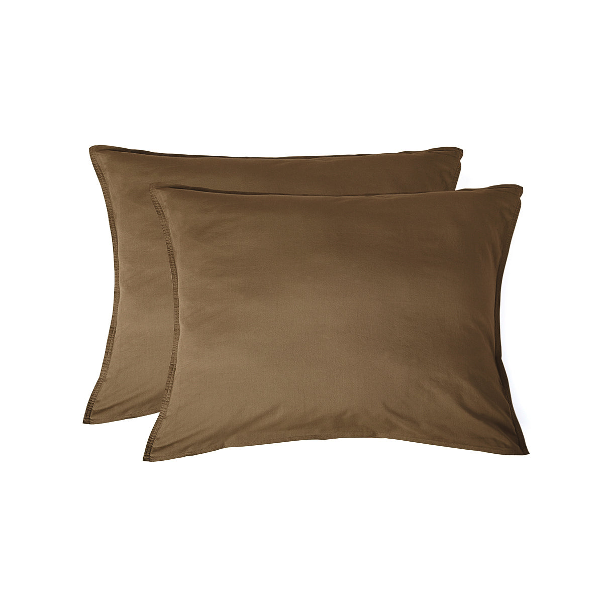 Taie d'oreiller (x2) coton lavé noisette LUNA - 50x70 cm
