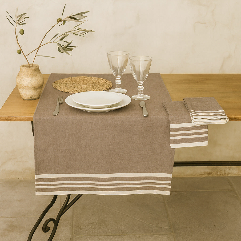 Chemin de table coton 50x150 MAHDIA - taupe