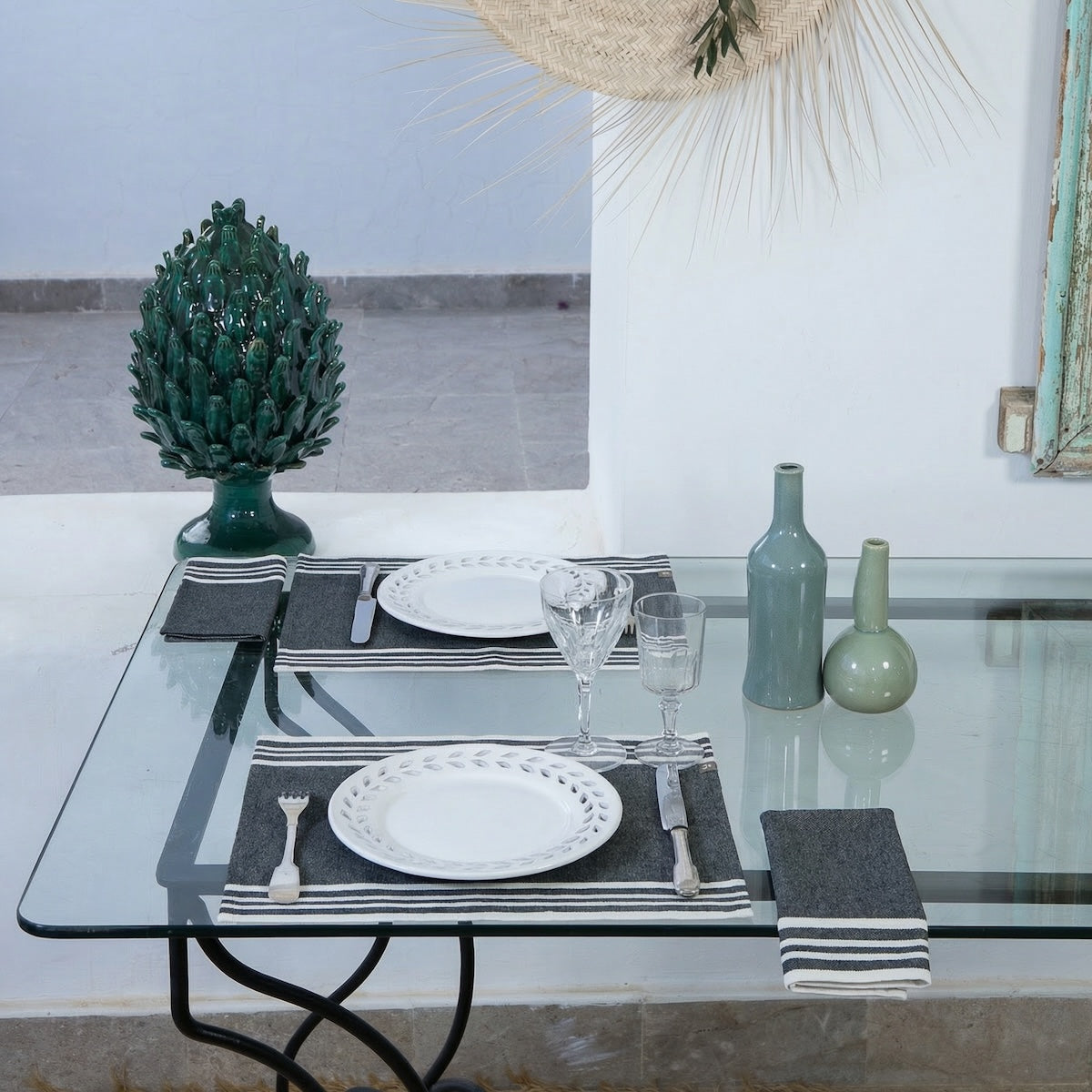 Set de table (x4) coton 35x50 MAHDIA - noir