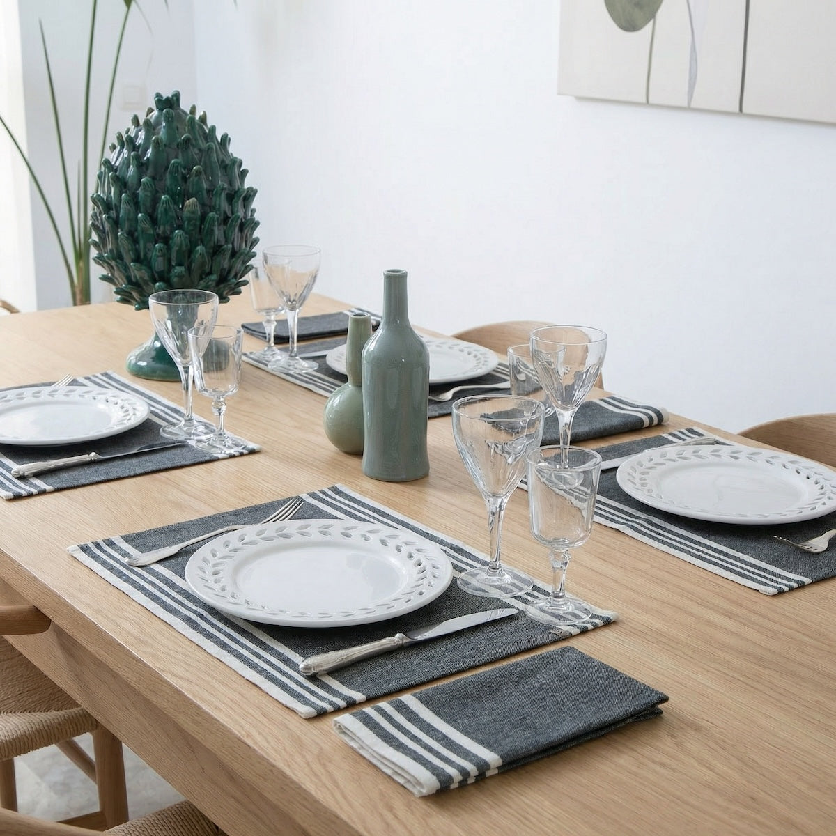 Set de table (x4) coton 35x50 MAHDIA - noir