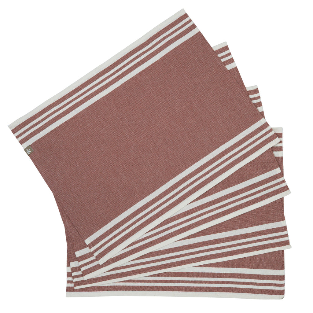 Set de table (x4) coton 35x50 MAHDIA - rouge tomette
