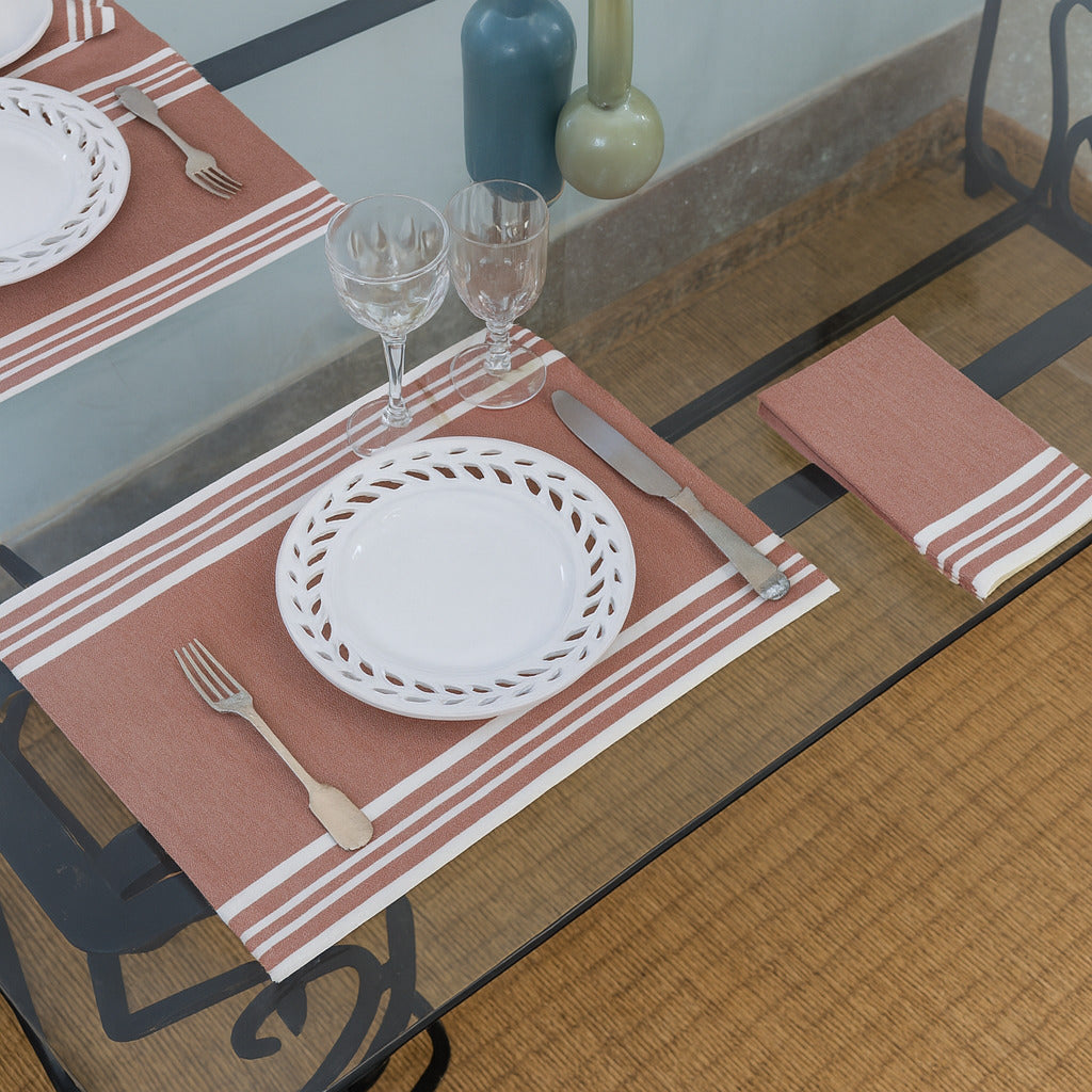 Set de table (x4) coton 35x50 MAHDIA - rouge tomette