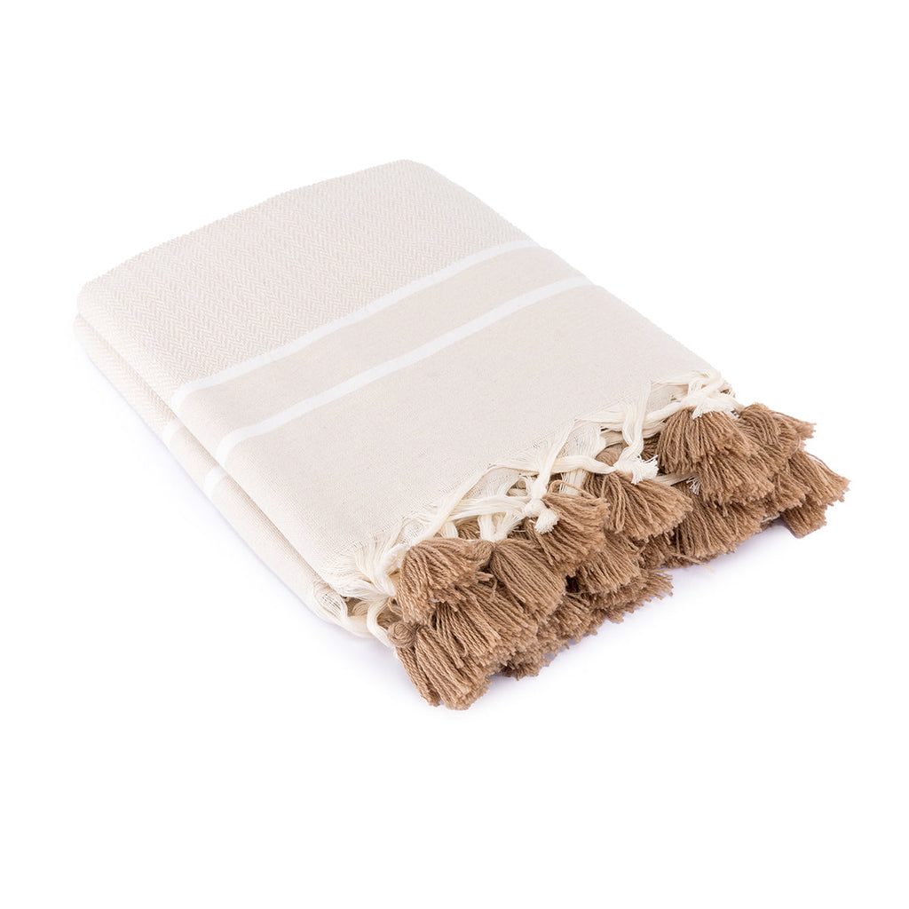 Plaid coton taupe clair STOCKHOLM - 130x170 - febronie.com
