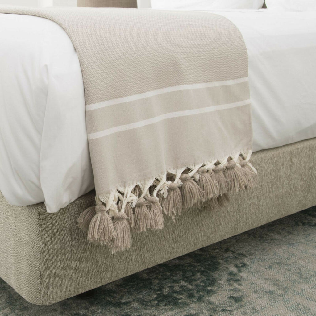 Plaid coton taupe clair STOCKHOLM    febronie.com