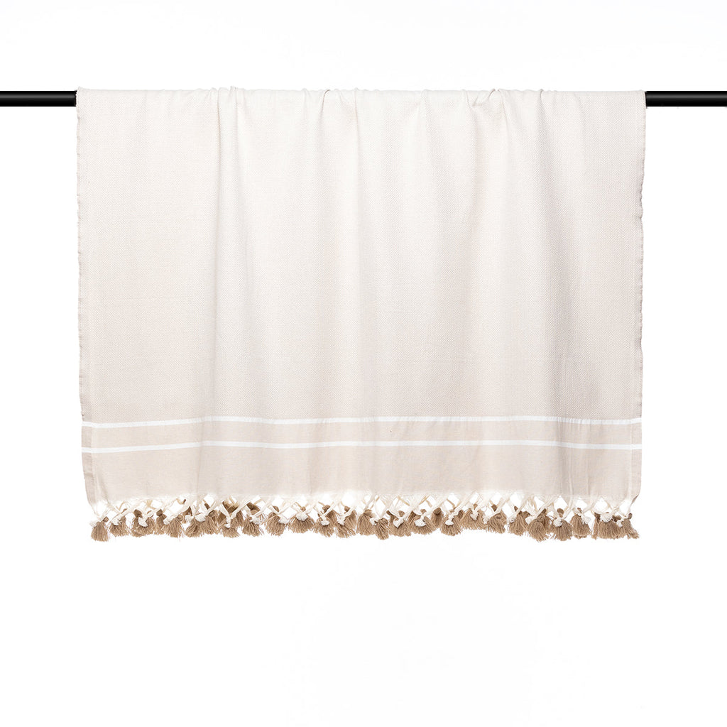 Plaid coton taupe clair STOCKHOLM    febronie.com