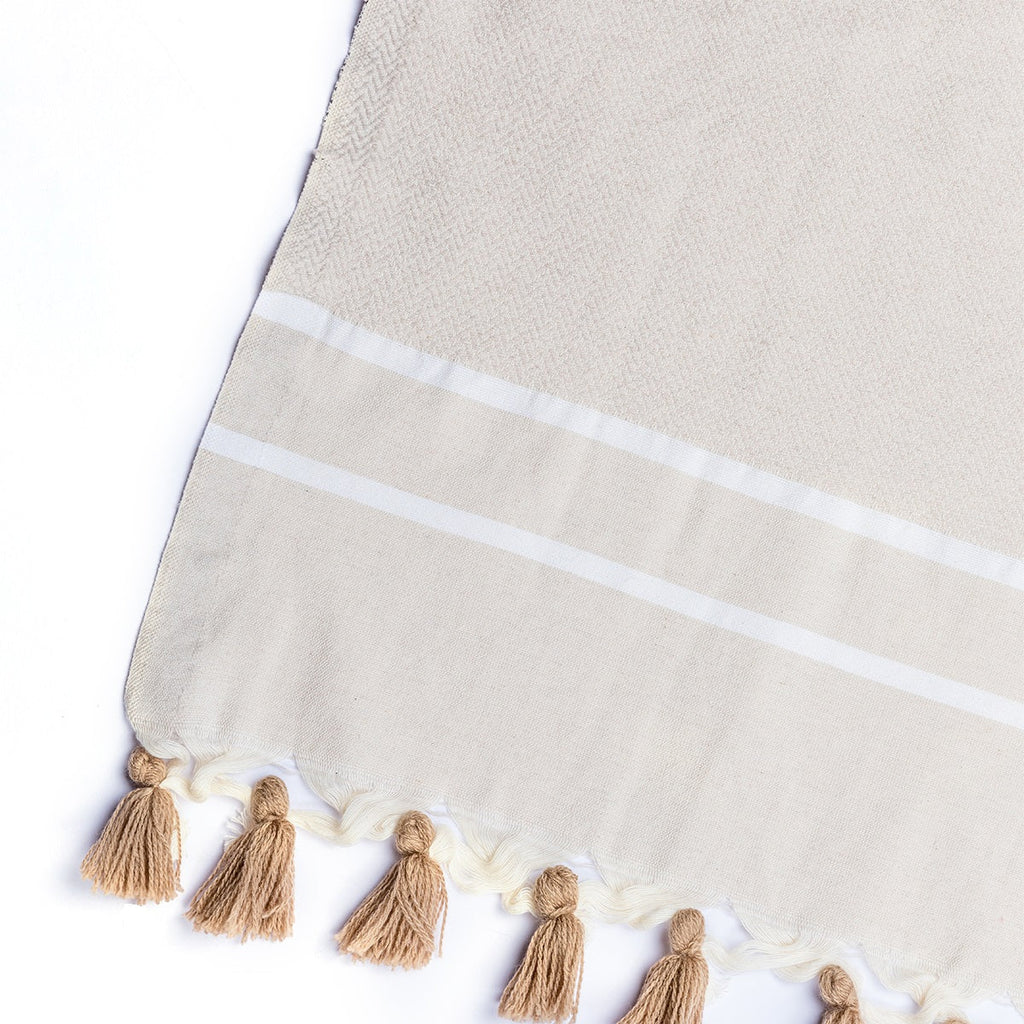 Plaid coton taupe clair STOCKHOLM    febronie.com