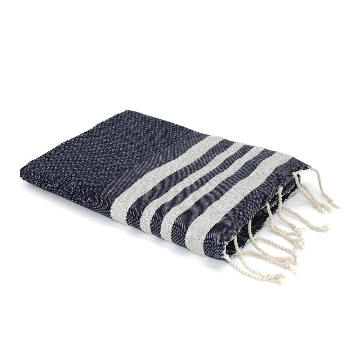 Fouta nid d'abeille lurex coton HAMPTONS 100x200 - febronie.com