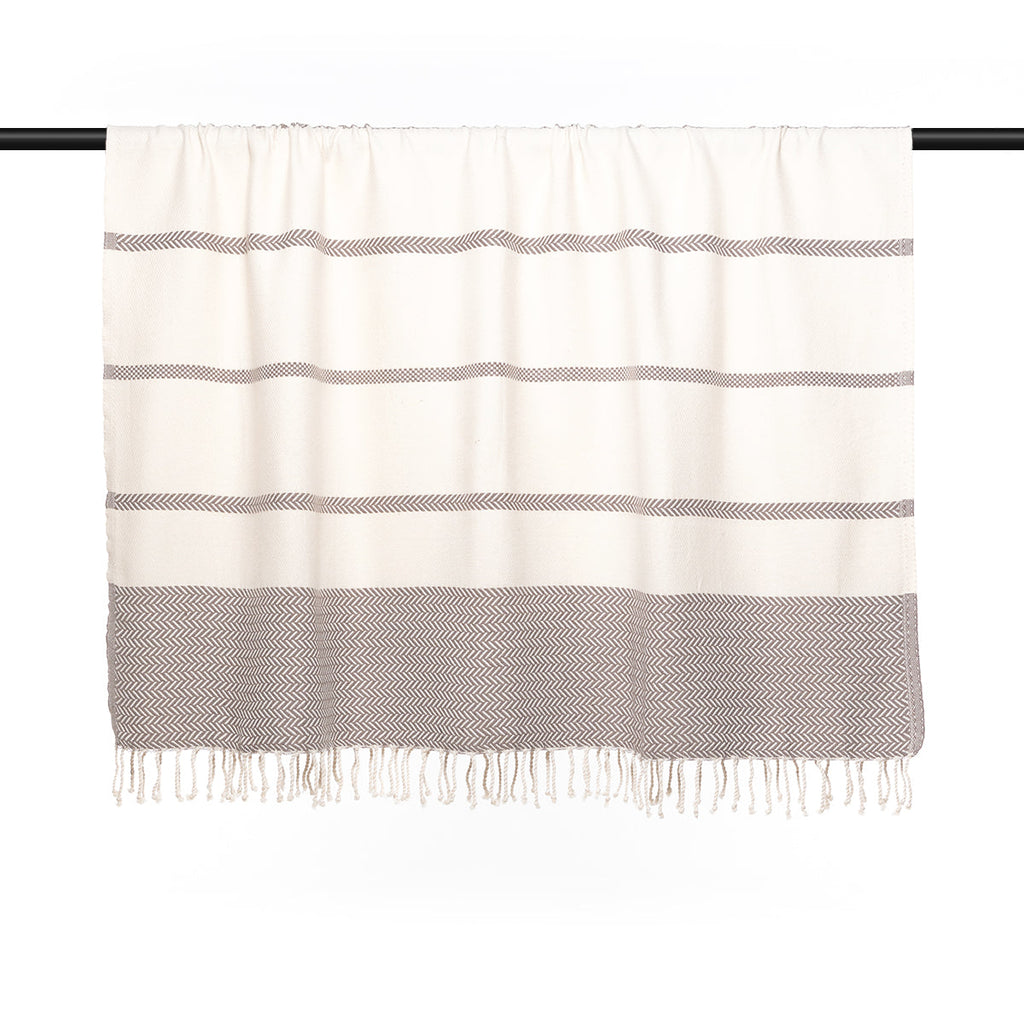Plaid coton taupe LIV    febronie.com