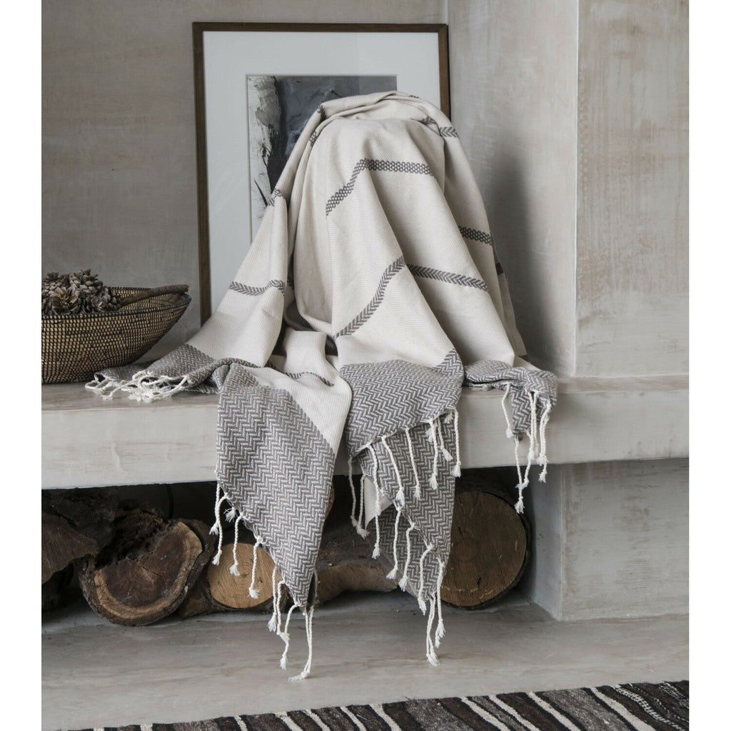 Plaid coton taupe LIV    febronie.com