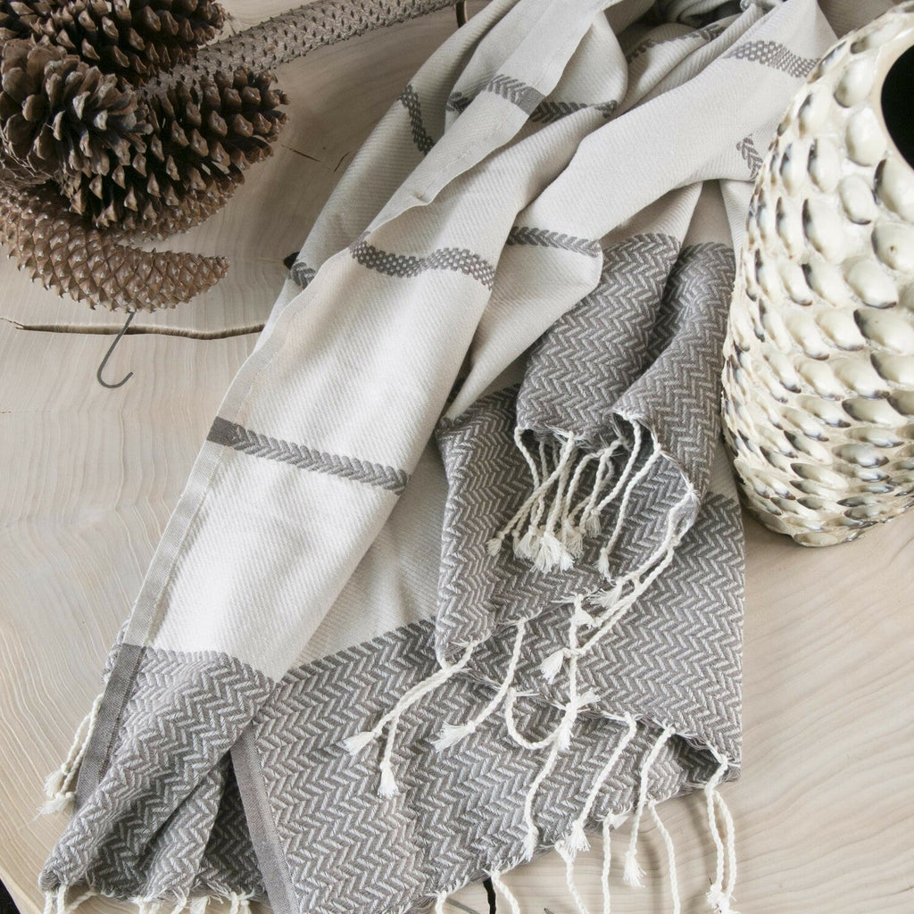 Plaid coton taupe LIV    febronie.com