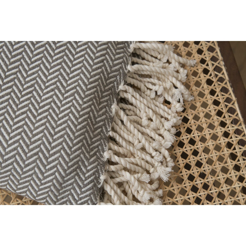 Plaid coton taupe LIV    febronie.com