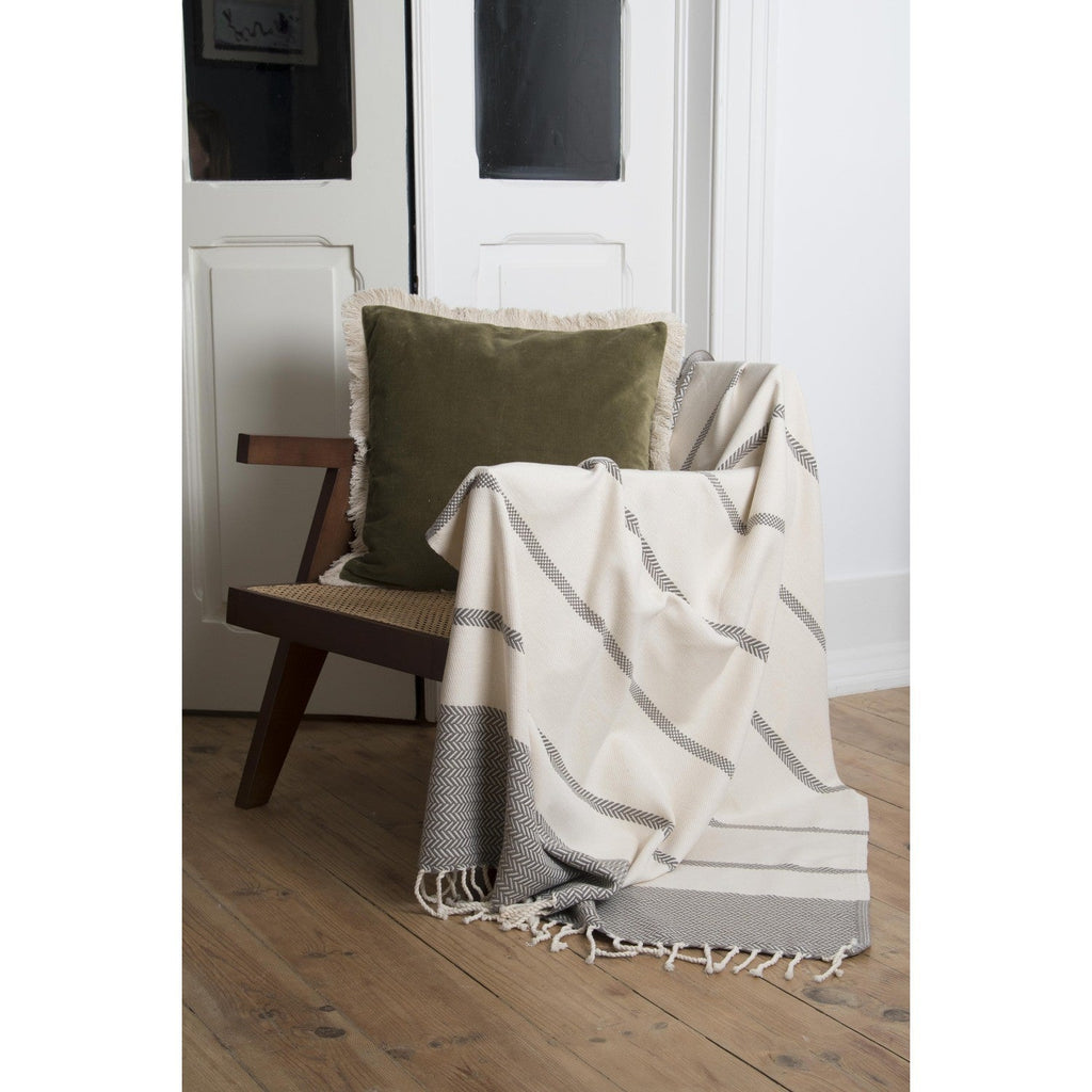 Plaid coton taupe LIV    febronie.com