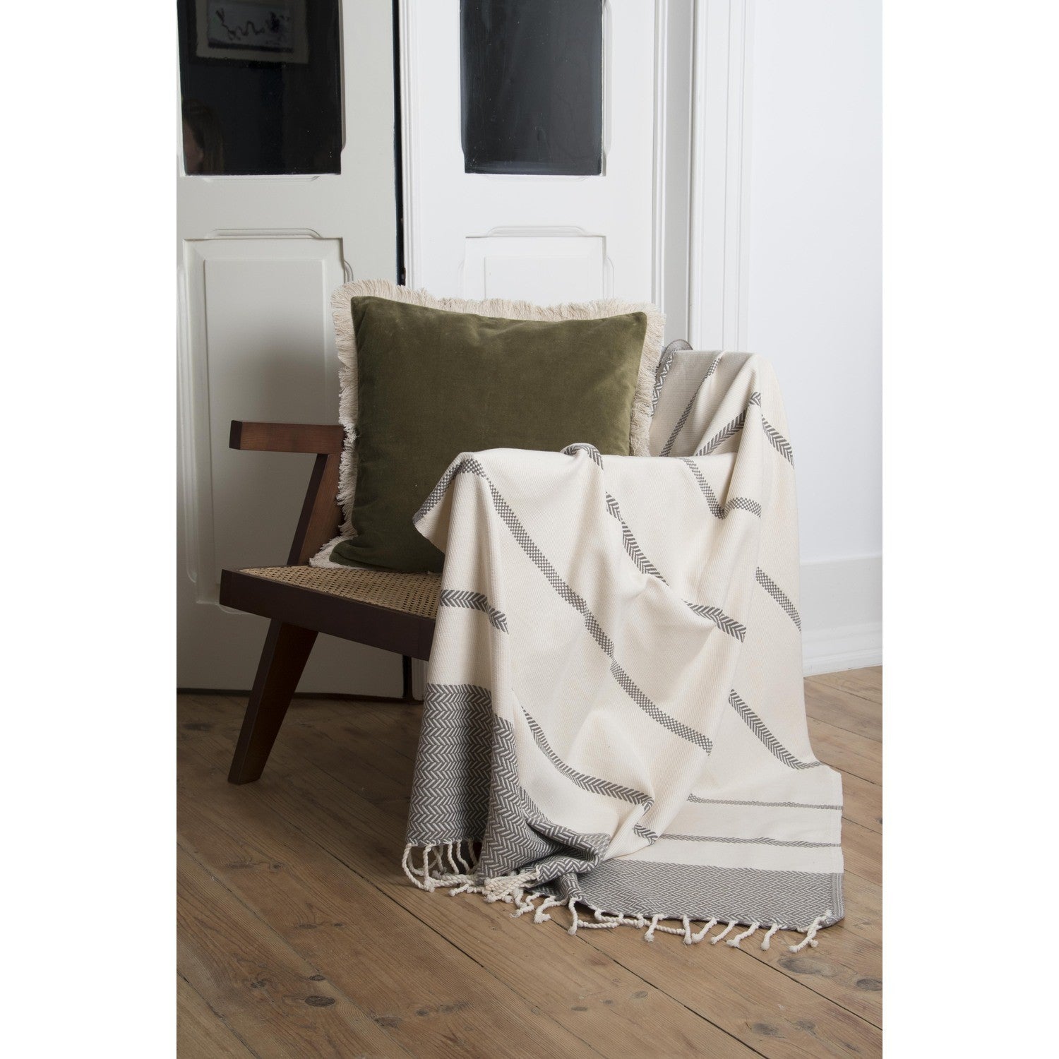 Plaid coton taupe LIV    febronie.com