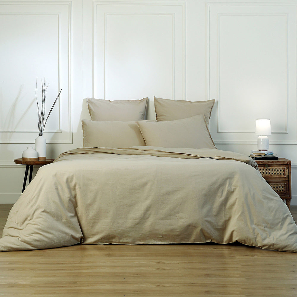 Drap plat coton lavé 270x300 LUNA - sable