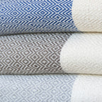 Plaid coton gris perle / écru COURCHEVEL    febronie.com