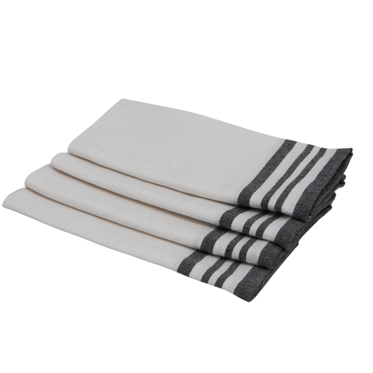 Serviette de table (x4) coton 45x45 MAHDIA - blanc / noir