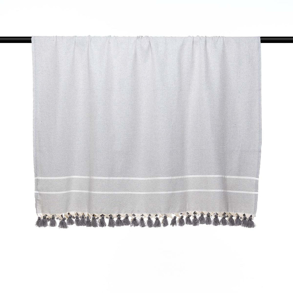 Plaid coton gris perle STOCKHOLM    febronie.com